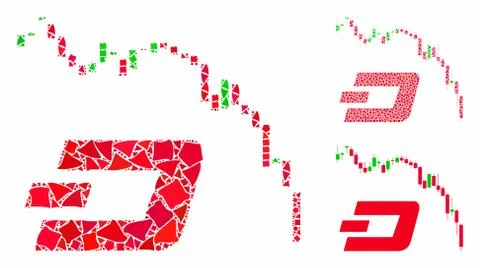 Dashcoin fall chart Composition Icon of Rugged Pieces Stock Illustration