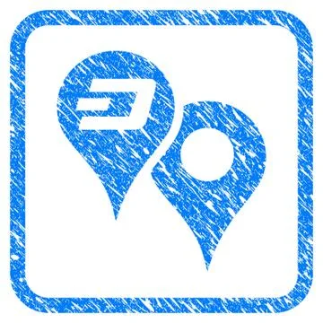 Dashcoin Map Pointers Framed Stamp Stock Illustration