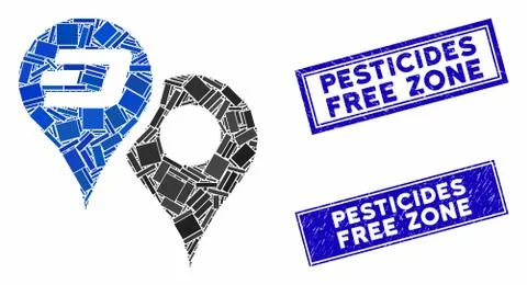 Dashcoin Map Pointers Mosaic and Scratched Rectangle Watermarks 스톡 일러스트