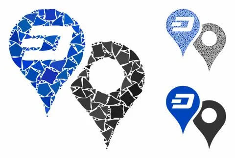 Dashcoin map pointers Mosaic Icon of Humpy Elements Stock Illustration