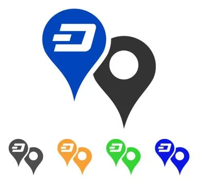 Dashcoin Map Pointers Vector Icon Stock Illustration