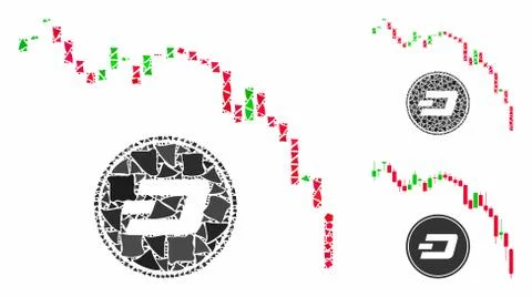 Dashcoin panic fall chart Mosaic Icon of Rough Elements 스톡 일러스트