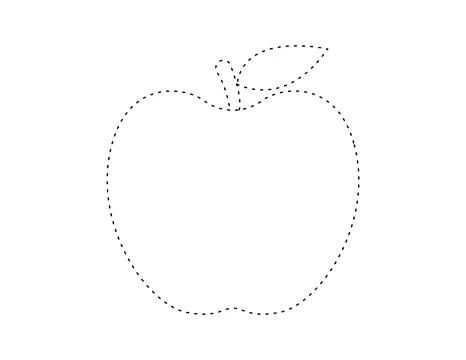 Dashed apple outline for coloring book template, apple for kids illustratio.. Stock Illustration