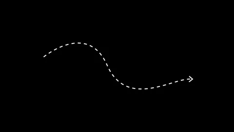 Dashed arrow animated drawing wave path curve pointing right forward on 4k .. Stock Footage 343595640
