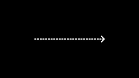 Dashed arrow icon white pointing right minimal graphic dark background 4k Video stock 346407045