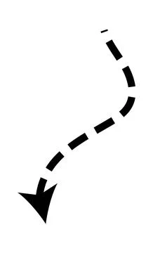 Dashed arrow set. Vector doodle dot line. Thin pointer arrows Stock Illustration