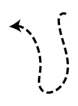 Dashed arrow set. Vector doodle dot line. Thin pointer arrows Stock-Illustration