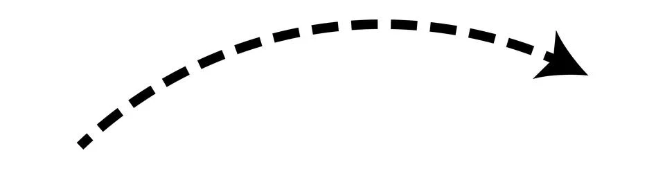 Dashed arrow set. Vector doodle dot line. Thin pointer arrows Stock Illustration