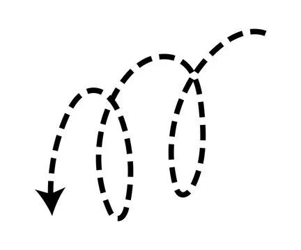 Dashed arrow set. Vector doodle dot line. Thin pointer arrows Illustrazione stock