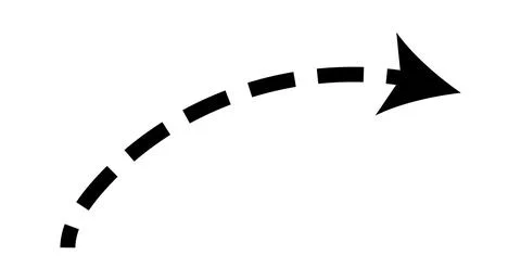 Dashed arrow set. Vector doodle dot line. Thin pointer arrows Stock Illustration