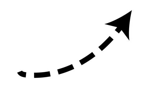 Dashed arrow set. Vector doodle dot line. Thin pointer arrows Illustrazione stock