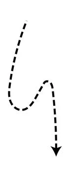 Dashed arrow set. Vector doodle dot line. Thin pointer arrows Stock Illustration
