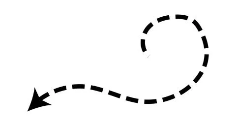 Dashed arrow set. Vector doodle dot line. Thin pointer arrows Stock Illustration