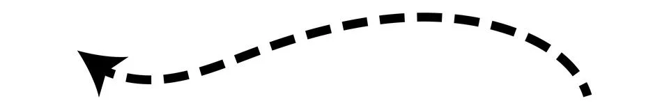 Dashed arrow set. Vector doodle dot line. Thin pointer arrows Stock Illustration