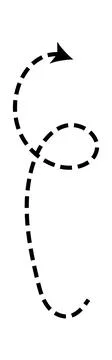 Dashed arrow set. Vector doodle dot line. Thin pointer arrows Illustrazione stock