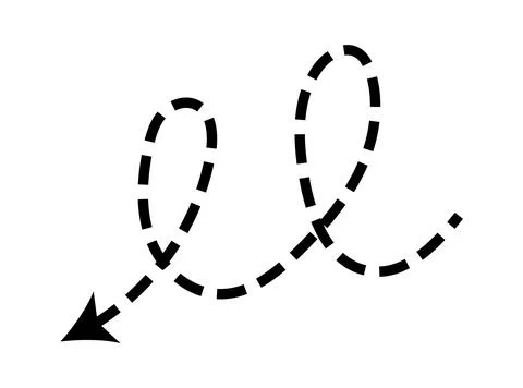 Dashed arrow set. Vector doodle dot line. Thin pointer arrows Stock Illustration