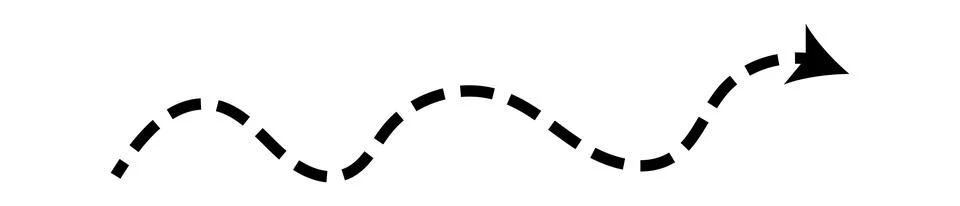 Dashed arrow set. Vector doodle dot line. Thin pointer arrows Stock-Illustration