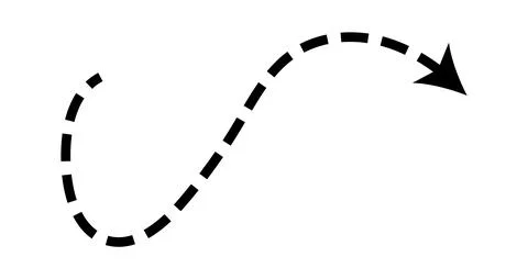 Dashed arrow set. Vector doodle dot line. Thin pointer arrows イラスト素材