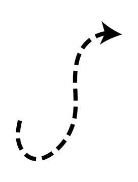 Dashed arrow set. Vector doodle dot line. Thin pointer arrows Stock Illustration