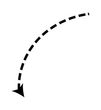 Dashed arrow set. Vector doodle dot line. Thin pointer arrows Stock Illustration