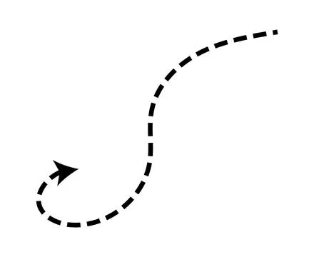 Dashed arrow set. Vector doodle dot line. Thin pointer arrows イラスト素材