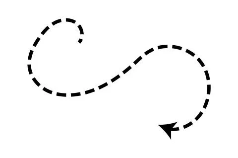 Dashed arrow set. Vector doodle dot line. Thin pointer arrows Stock Illustration
