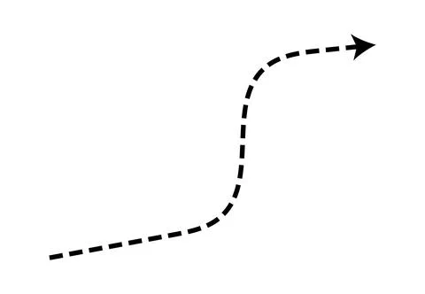 Dashed arrow set. Vector doodle dot line. Thin pointer arrows Stock Illustration