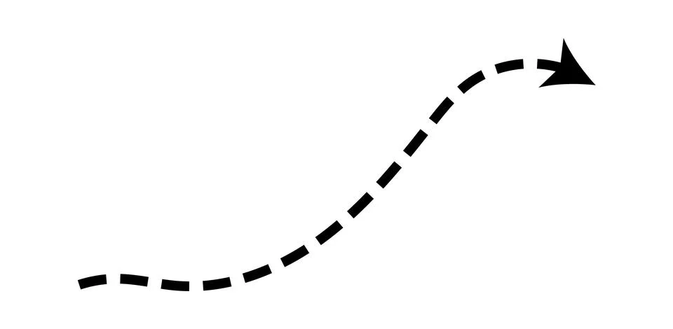 Dashed arrow set. Vector doodle dot line. Thin pointer arrows 스톡 일러스트