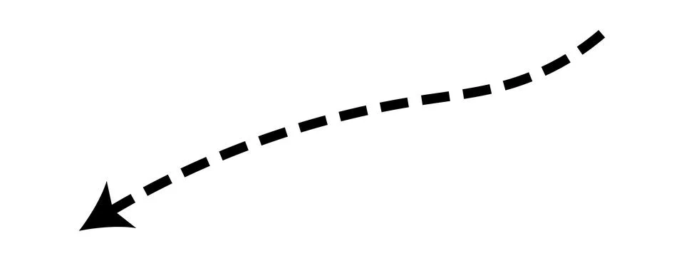 Dashed arrow set. Vector doodle dot line. Thin pointer arrows イラスト素材