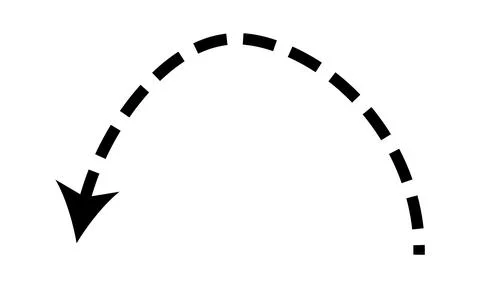 Dashed arrow set. Vector doodle dot line. Thin pointer arrows Stock Illustration