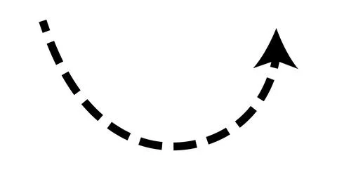 Dashed arrow set. Vector doodle dot line. Thin pointer arrows Illustrazione stock