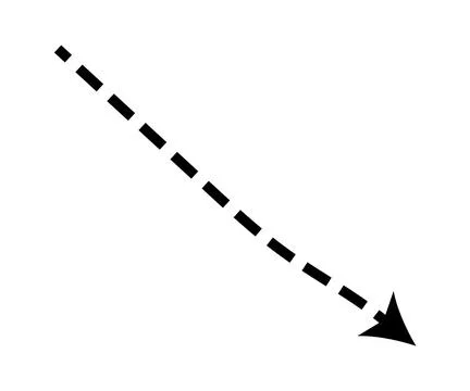 Dashed arrow set. Vector doodle dot line. Thin pointer arrows 스톡 일러스트