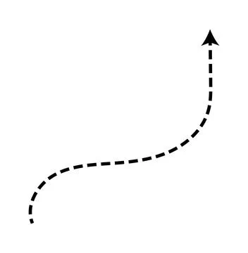 Dashed arrow set. Vector doodle dot line. Thin pointer arrows Illustrazione stock