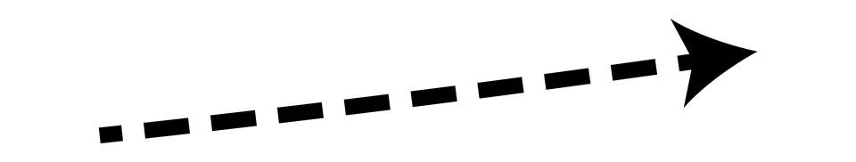 Dashed arrow set. Vector doodle dot line. Thin pointer arrows Stock Illustration
