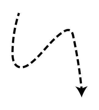 Dashed arrow set. Vector doodle dot line. Thin pointer arrows Stock Illustration