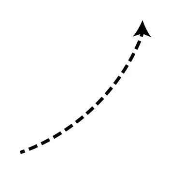 Dashed arrow set. Vector doodle dot line. Thin pointer arrows Stock Illustration