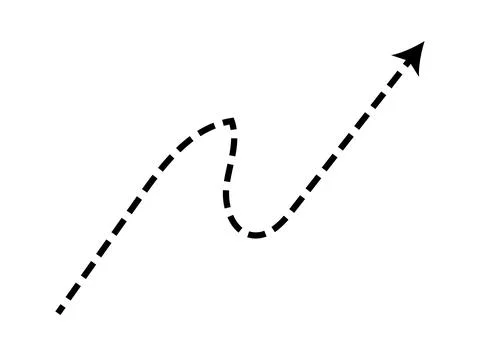 Dashed arrow set. Vector doodle dot line. Thin pointer arrows Stock Illustration