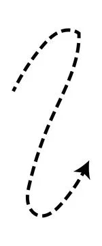 Dashed arrow set. Vector doodle dot line. Thin pointer arrows Stock Illustration