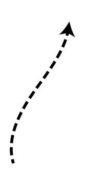 Dashed arrow set. Vector doodle dot line. Thin pointer arrows Illustrazione stock