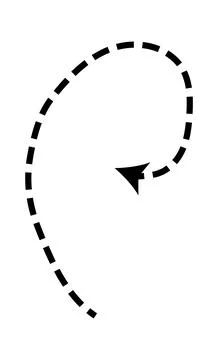 Dashed arrow set. Vector doodle dot line. Thin pointer arrows Stock Illustration