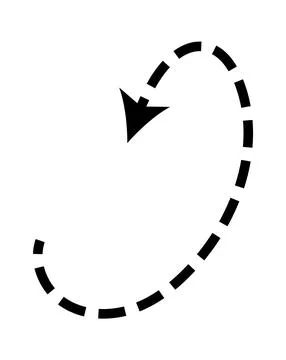 Dashed arrow set. Vector doodle dot line. Thin pointer arrows Stock Illustration