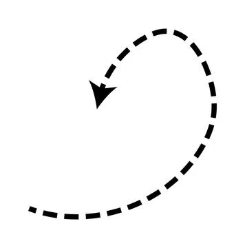 Dashed arrow set. Vector doodle dot line. Thin pointer arrows Illustrazione stock