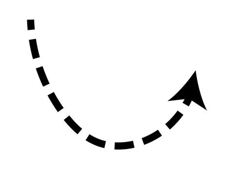 Dashed arrow set. Vector doodle dot line. Thin pointer arrows Illustrazione stock