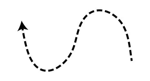 Dashed arrow set. Vector doodle dot line. Thin pointer arrows Stock Illustration