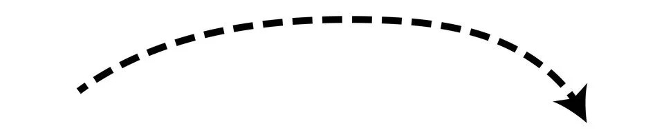 Dashed arrow set. Vector doodle dot line. Thin pointer arrows Stock Illustration