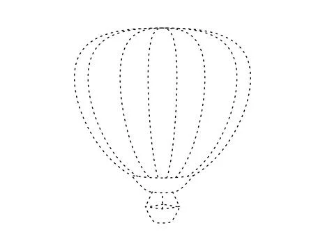 Dashed balloon outline for coloring book template, hot air balloon illustra.. イラスト素材