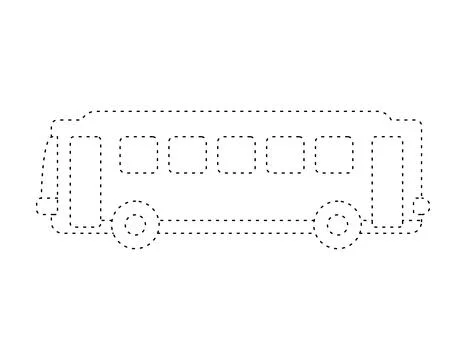 Dashed bus outline for coloring book template, bus illustration for kid wor.. 스톡 일러스트