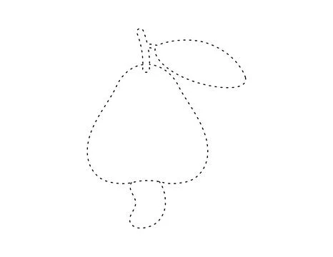 Dashed cashew nuts outline for coloring book template, cashews for kids ill.. Stock Illustration