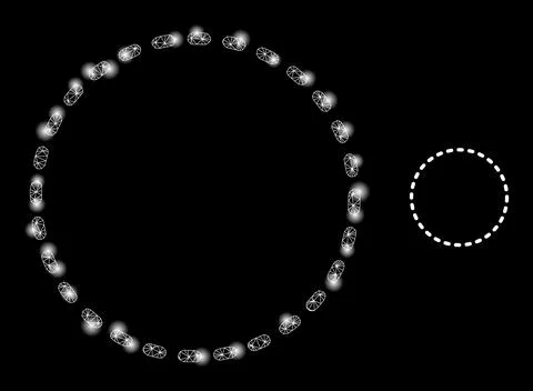 Dashed Circle Area Icon - Wire Frame Mesh with Glare Spots Stock Illustration