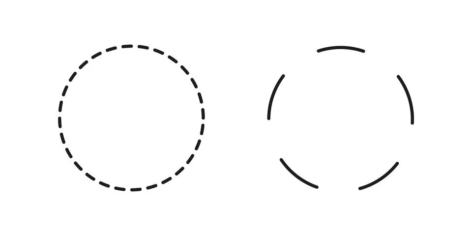 Dashed circle flat icon. Broken rings. Dotted ring symbols. Stock Illustration